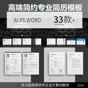 国外高端简约时尚专业商务个性简历设计模板PSD,Ai,indd,docx素材