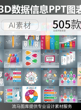 信息商务3D立体数据图表高清ppt元素办公商业AI矢量平面设计素材