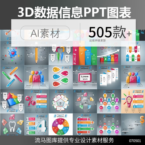 信息商务3D立体数据图表高清ppt元素办公商业AI矢量平面设计素材