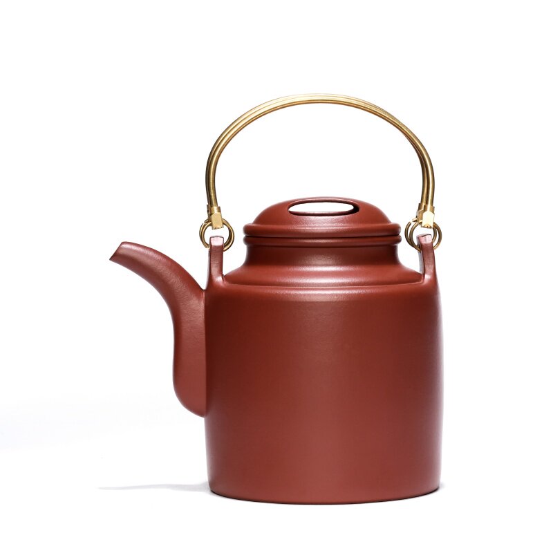 宜兴紫砂壶纯手工大品容量泡茶壶镇宅摆件大红袍特大洋桶壶1200ml