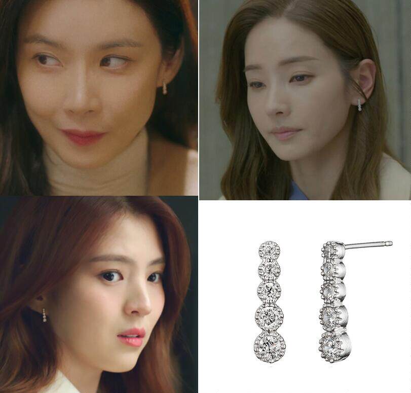 韩国夫妻的世界925银镶钻耳环