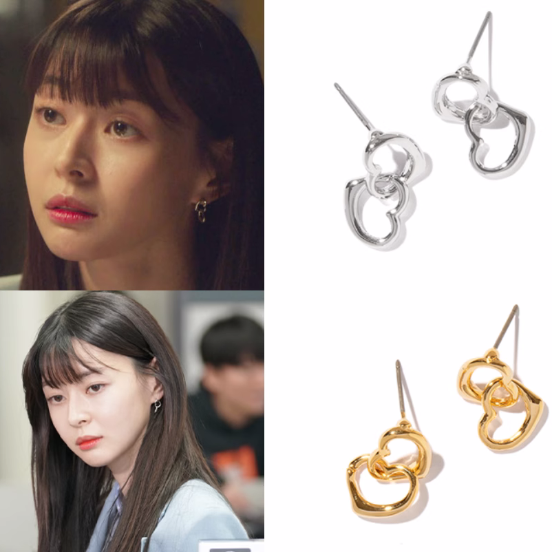 权娜拉同款心形耳环耳钉女