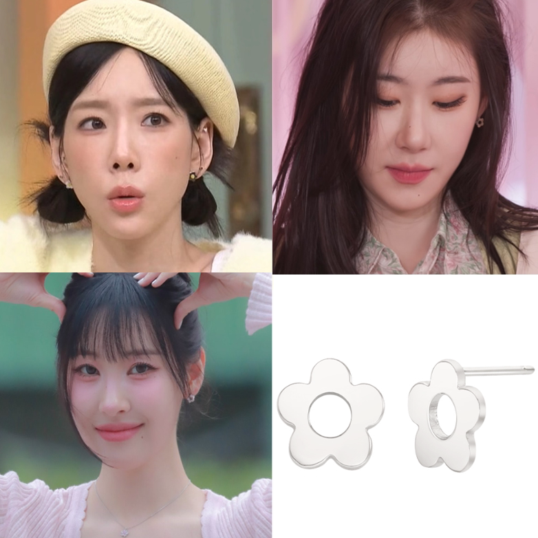 直邮~李宣美 李彩领 金泰妍同款925银花朵耳环 耳钉 正品韩国代购