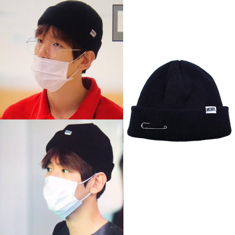直邮~边伯贤同款 韩国代购MACK BARRY正品 回形针针织帽 男女帽子