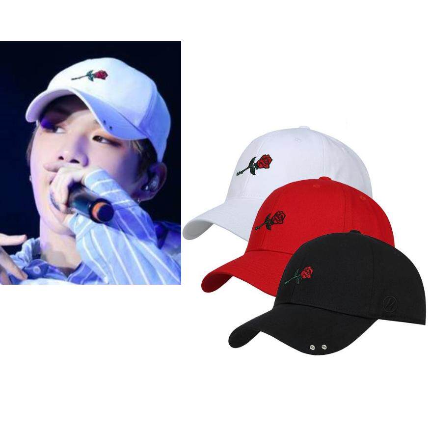 姜丹尼尔韩国玫瑰花刺绣棒球帽