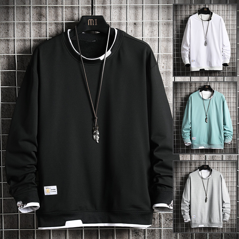 Spring long sleeve men's two casual loose bottomed shirt student fashion brand clothes men's sweater