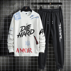 21 / spring new suit casual letter printing trend student sweater suit men