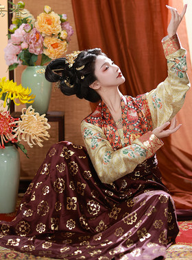 宝相花汉服齐胸裙齐腰裙唐制汉服