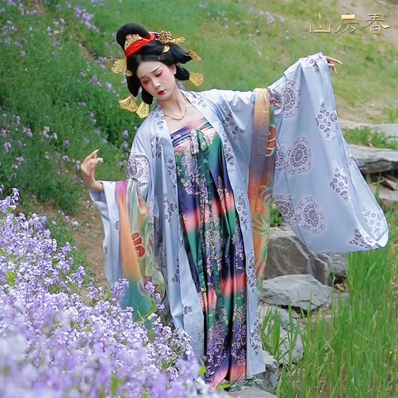 山房春 | 现货唐风汉服衫子裥裙唐风大袖衫簪花仕女图大袖衫唐制