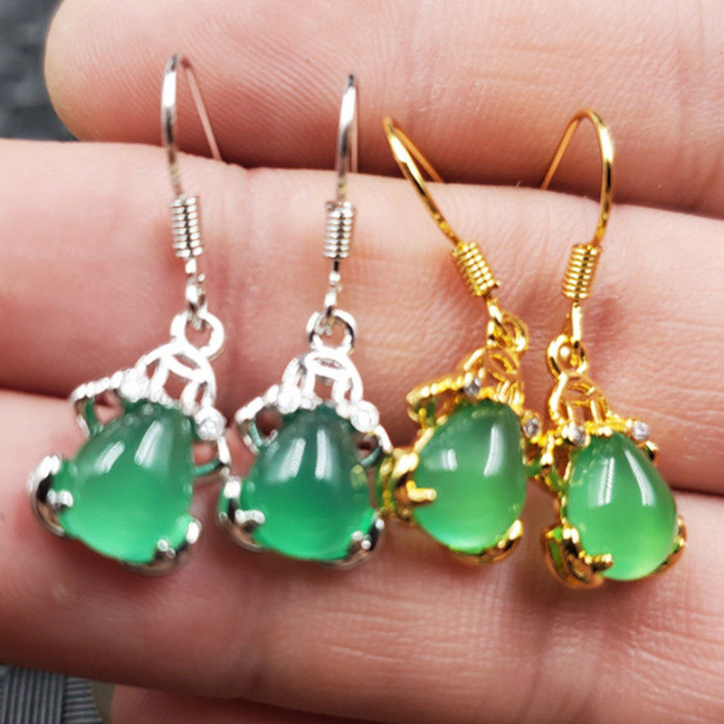 玉石耳环冰种绿玉髓水滴耳环碧绿色玛瑙玉髓水滴耳环阳绿耳环,珠宝/钻石/翡翠,耳饰,淘宝优惠券,粉丝福利购,淘宝优惠卷