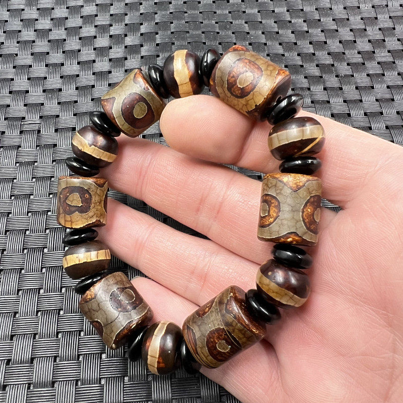 磨砂玛瑙三眼天珠桶珠玉石手链仿古玛瑙桶珠手链玉手串手饰,珠宝/钻石/翡翠,手饰,淘宝优惠券,粉丝福利购,淘宝优惠卷