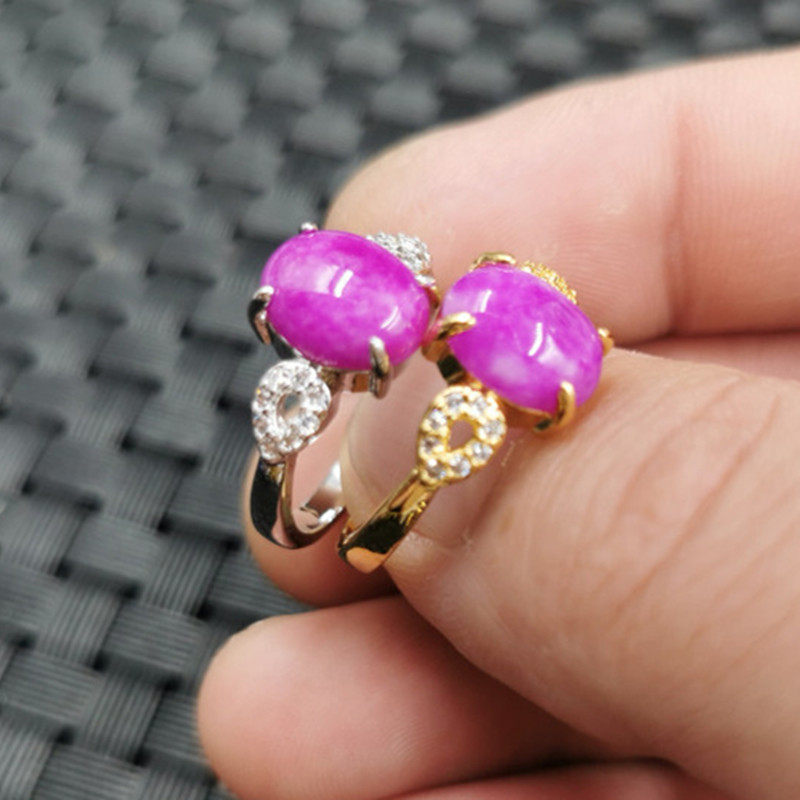 新款天然玉石桃花玉蛋面戒指粉色玉石镶钻戒指舒俱来色戒指,珠宝/钻石/翡翠,手饰,淘宝优惠券,粉丝福利购,淘宝优惠卷