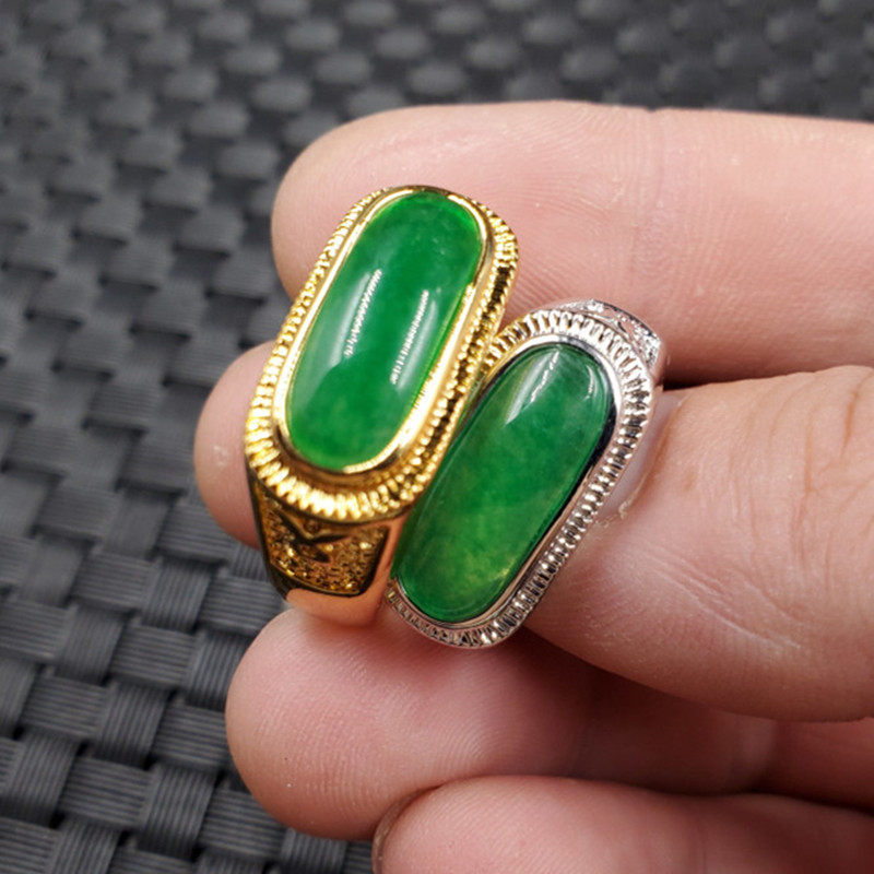 玉石戒指 碧绿色马鞍戒指石英岩玉戒指饰品戒指玉石指环,珠宝/钻石/翡翠,手饰,淘宝优惠券,粉丝福利购,淘宝优惠卷