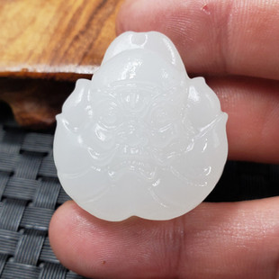 鸿玉轩新疆和田白玉钟馗挂件方解石玉钟馗吊坠玉石钟馗项链坠