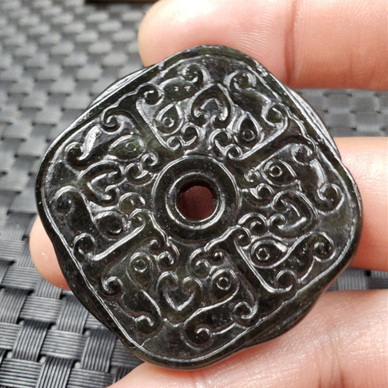 新款天然玉石新疆墨玉仿古壁挂件墨绿蛇纹石玉双面雕刻吊坠玉牌子,珠宝/钻石/翡翠,颈饰,淘宝优惠券,粉丝福利购,淘宝优惠卷