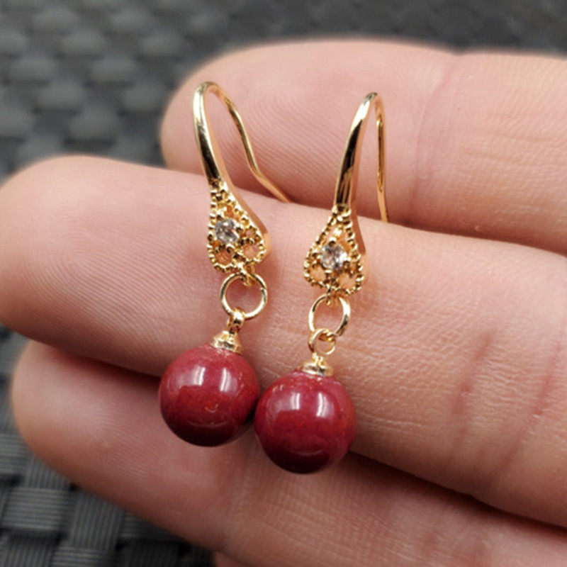 玉石耳环朱砂圆珠耳环紫金砂圆珠耳环玉耳饰玉耳坠珠子耳环,珠宝/钻石/翡翠,耳饰,淘宝优惠券,粉丝福利购,淘宝优惠卷