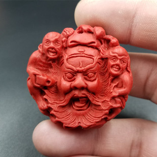 厂家直销 新款精美 天然玉石 朱砂钟馗挂件 鸡血红朱砂钟馗吊坠