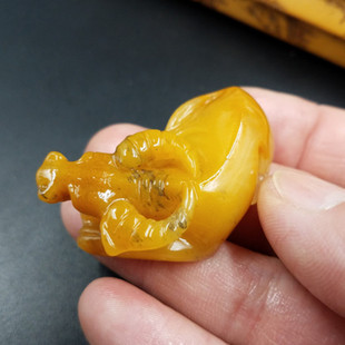 一物一图 天然玉石a货黄龙玉牛挂件 黄玉生肖牛吊坠玉石牛