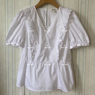 eebwa26c4n 衬衫 bwa26c4n 甜美显瘦简约纯色v领短袖 超值换购恋韩版