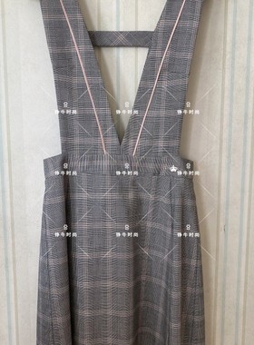 超值换购正品气质灰色格子百搭背心连衣裙EEOW86603T OW86603T