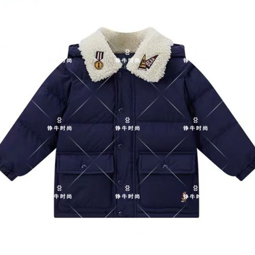 熊童装24冬男女宝仿羊羔绒翻领三防羽绒服T0jd248971i jd248971i