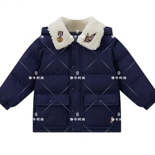 熊童装24冬男女宝仿羊羔绒翻领三防羽绒服T0jd248971i jd248971i