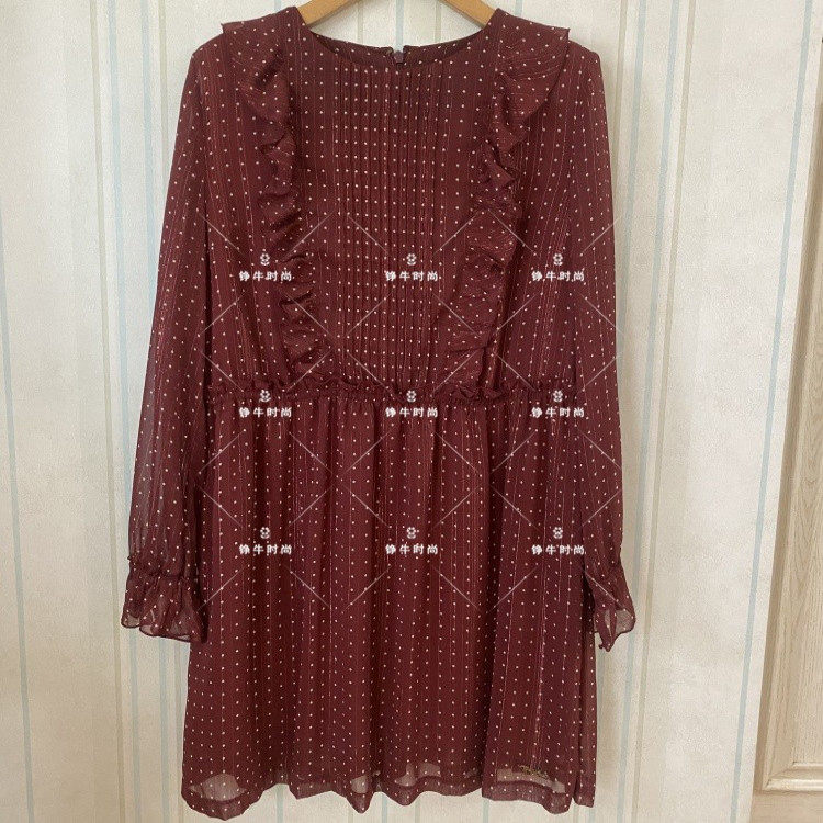 超值换购正品熊酒红色时尚花边波点连衣裙TTOW73807A OW73807A