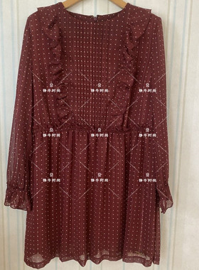 超值换购正品熊酒红色时尚花边波点连衣裙TTOW73807A OW73807A