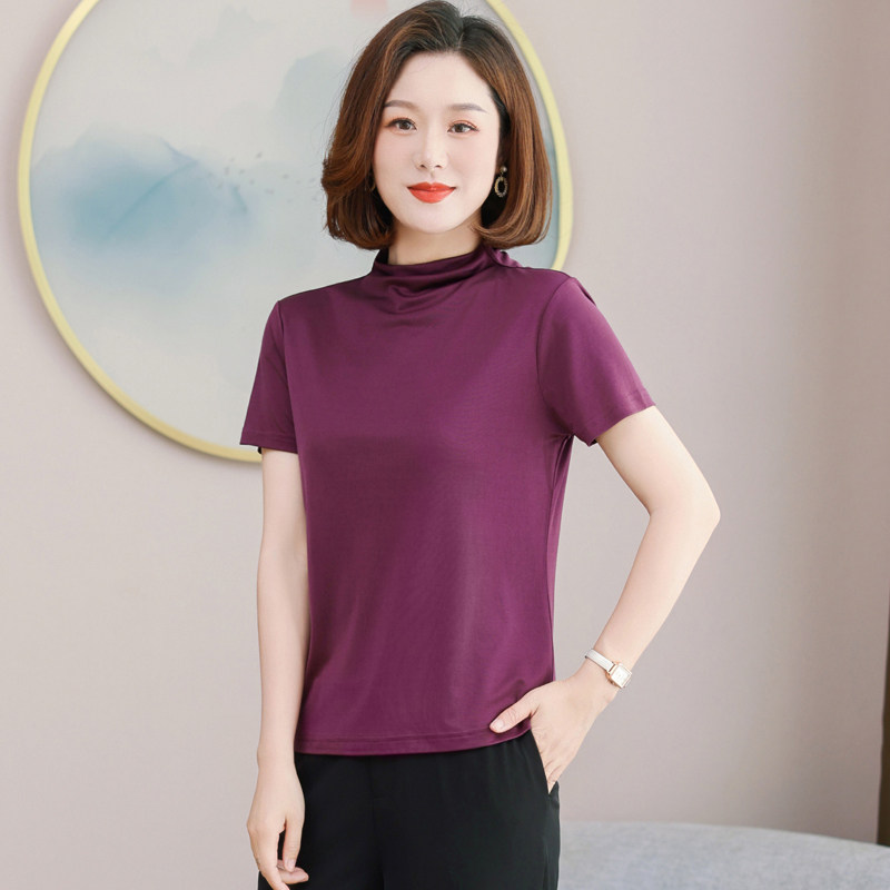 半高领短袖修身显瘦针织