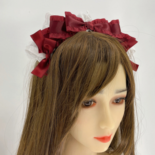 原创lolita可爱LO娘女仆头饰 黑白大佬洛丽塔女佣发饰COS二次元KC