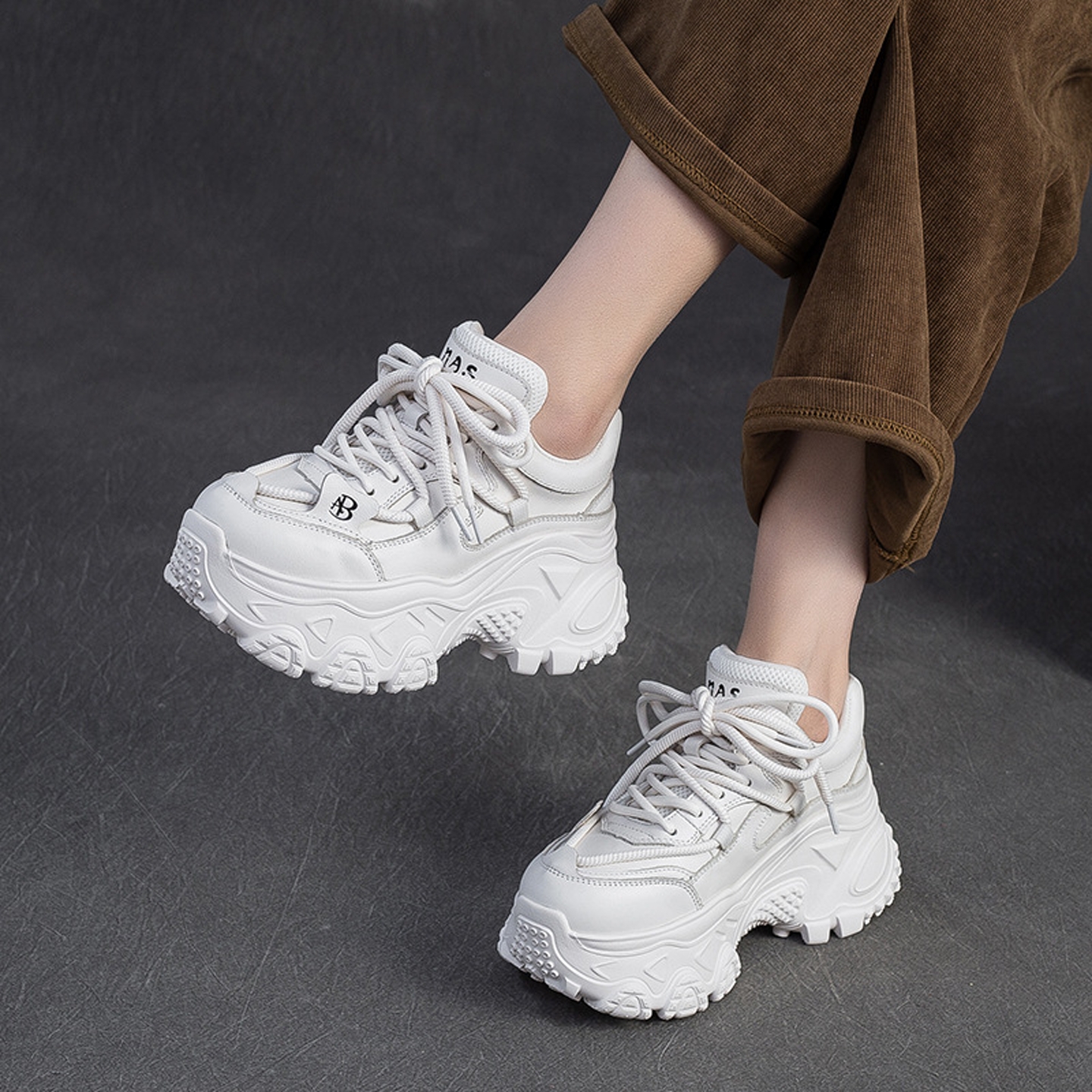 小个子增高厚底老爹鞋真皮休闲鞋