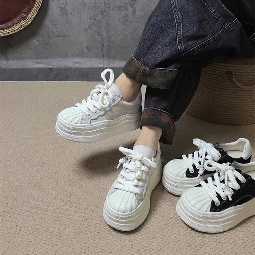 真皮厚底百搭小白鞋时尚板鞋