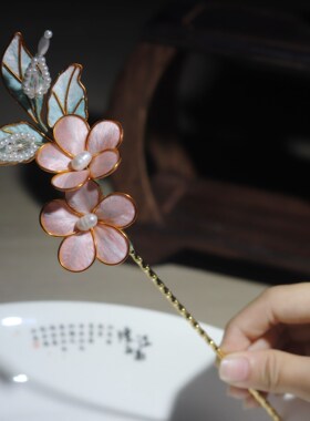非遗丝绒花古风蚕丝簪子古典