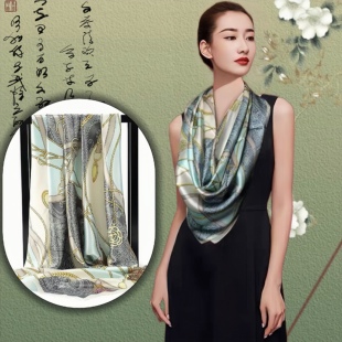 直销杭州丝巾绸缎素缎围巾90大方巾复古缎面丝披肩围巾职业丝巾
