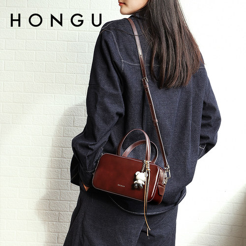 HONGU/红谷新款法式复古腋下法棍包女式小众设计百搭手提单肩包