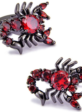 石榴红 蛇蝎美人 石榴红色锆石 镀金袖扣袖钉天蝎袖口1