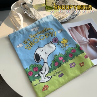 现货 满4包 邮 这个吼吼看啊！很春天~图案彩绘多巴胺环保帆布袋