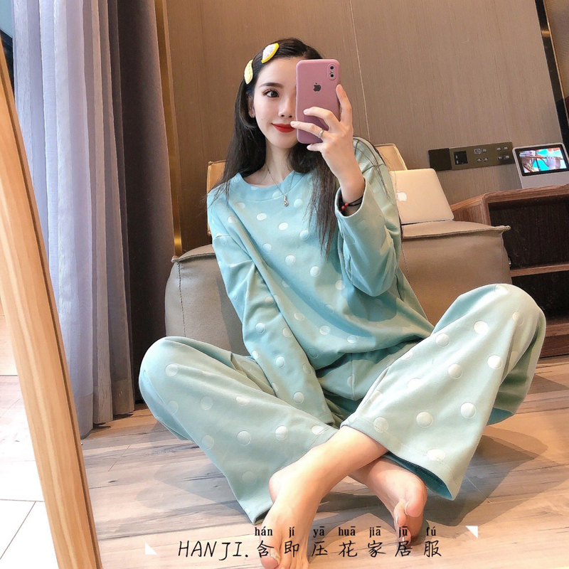 包邮 秋冬新款压花家居服套装德绒发热面料可外穿睡衣两件套女款