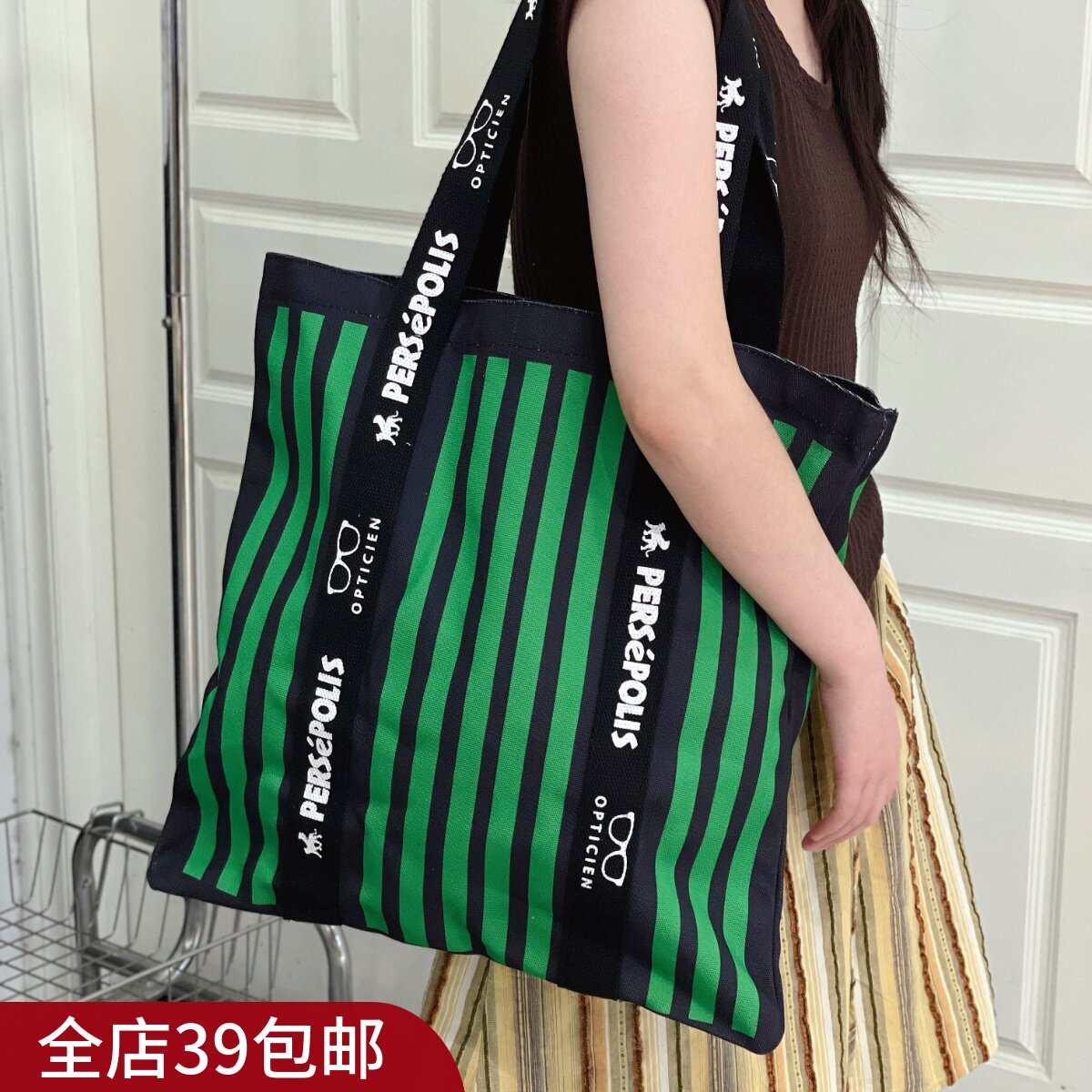 现货  复古松弛感|大容量加厚帆布袋 大容量 随身物品轻松收纳