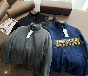 包 邮 冬季加厚羊羔绒外套男女情侣棉服潮牌美式情侣款双面穿棉袄