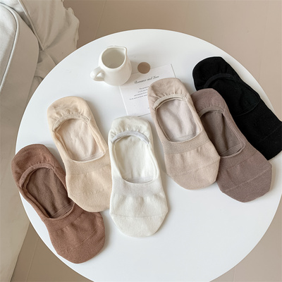 【好穿不掉跟的隐形袜】满6包 邮 咖系奶油色隐形袜 女袜