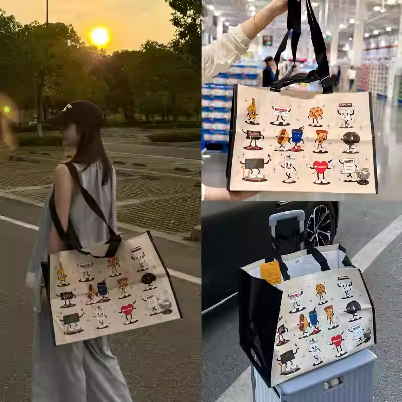 商超限定款超大号卡通购物袋 可折叠便携手提单肩编织袋环保袋,收纳整理,购物袋/环保袋/帆布袋,淘宝优惠券,粉丝福利购,淘宝优惠卷