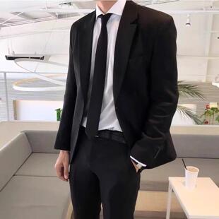 男团韩版修身西服男士外套黑色痞帅伴郎服学生职业正装小西装班服