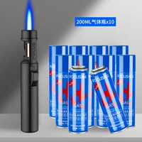 Черный + [10 бутылок] Газовый баллон Focus емкостью 200 мл [Металлический корпус]