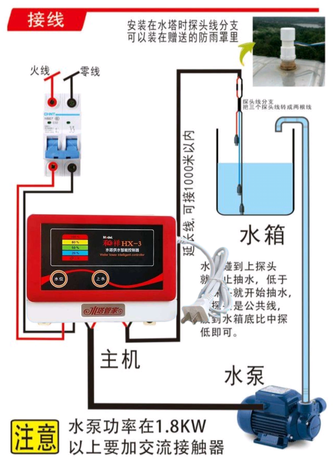 全自动水位控制器水池水塔水箱自动上水仪表智能水泵控制温控器