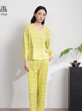 宽画构筑新生系列经典格纹柔软亲肤舒适睡衣顺滑家居服KH96898