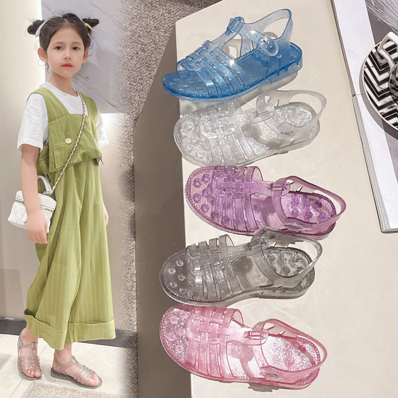 新款可爱中小童花园鞋夏季户外凉鞋PVC纯色公主鸟巢鞋防滑拖鞋