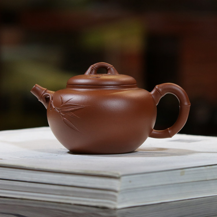宜兴全纯手工紫砂壶原矿朱泥竹节壶小品壶蒋维维功夫泡茶壶
