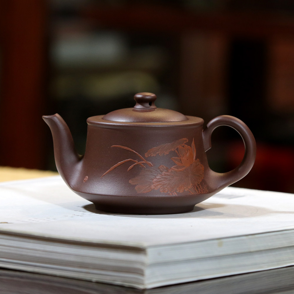 宜兴名家风纯手工泥绘紫砂泡茶壶