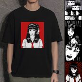 恐怖恶搞猎奇惊悚富江短袖 tee潮花可美 T恤伊藤润二周边男女情侣装